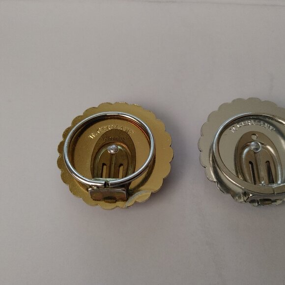 Vintage Scarf Clips (2) (Gold & Silver Tones) Stamped with W. Germany - Picture 5 of 7